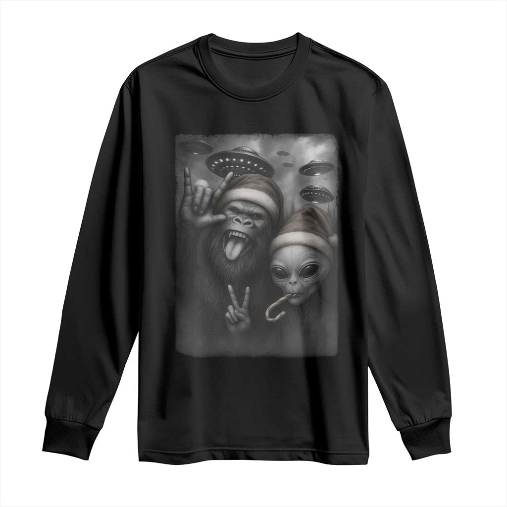 Bigfoot UFO Selife Long Sleeve Shirt Sasquatch Ailen Rock On Hand Christmas TS14 Black Print Your Wear