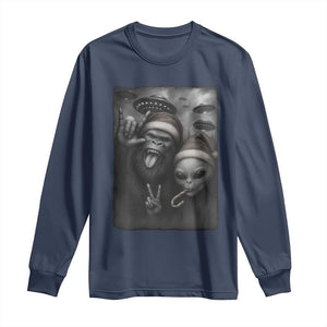 Bigfoot UFO Selife Long Sleeve Shirt Sasquatch Ailen Rock On Hand Christmas TS14 Navy Print Your Wear