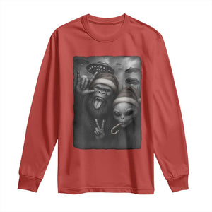 Bigfoot UFO Selife Long Sleeve Shirt Sasquatch Ailen Rock On Hand Christmas TS14 Red Print Your Wear