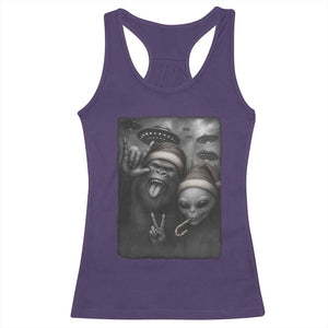 Bigfoot UFO Selife Racerback Tank Top Sasquatch Ailen Rock On Hand Christmas - Print Your Wear