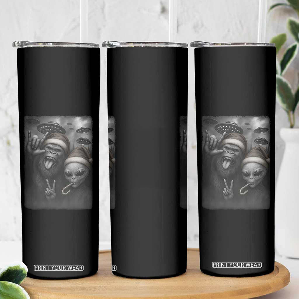 Bigfoot UFO Selife Skinny Tumbler Sasquatch Ailen Rock On Hand Christmas TS14 Print Your Wear