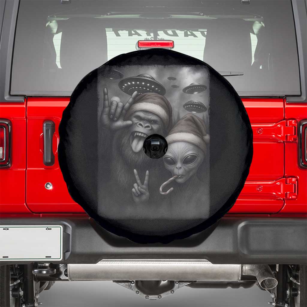 Bigfoot UFO Selife Spare Tire Cover Sasquatch Ailen Rock On Hand Christmas TS14 Black Print Your Wear