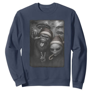 Bigfoot UFO Selife Sweatshirt Sasquatch Ailen Rock On Hand Christmas TS14 Navy Print Your Wear