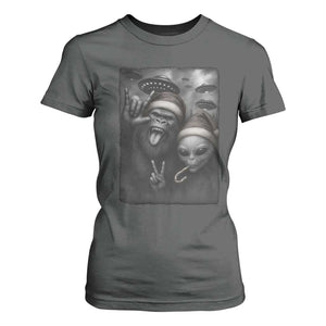 Bigfoot UFO Selife T Shirt For Women Sasquatch Ailen Rock On Hand Christmas TS14 Dark Heather Print Your Wear