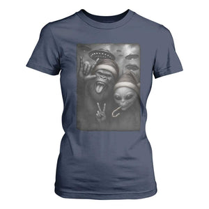 Bigfoot UFO Selife T Shirt For Women Sasquatch Ailen Rock On Hand Christmas TS14 Navy Print Your Wear