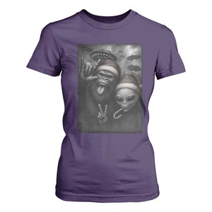 Bigfoot UFO Selife T Shirt For Women Sasquatch Ailen Rock On Hand Christmas TS14 Purple Print Your Wear