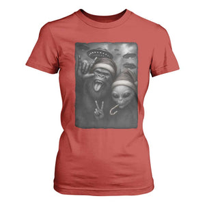 Bigfoot UFO Selife T Shirt For Women Sasquatch Ailen Rock On Hand Christmas TS14 Red Print Your Wear
