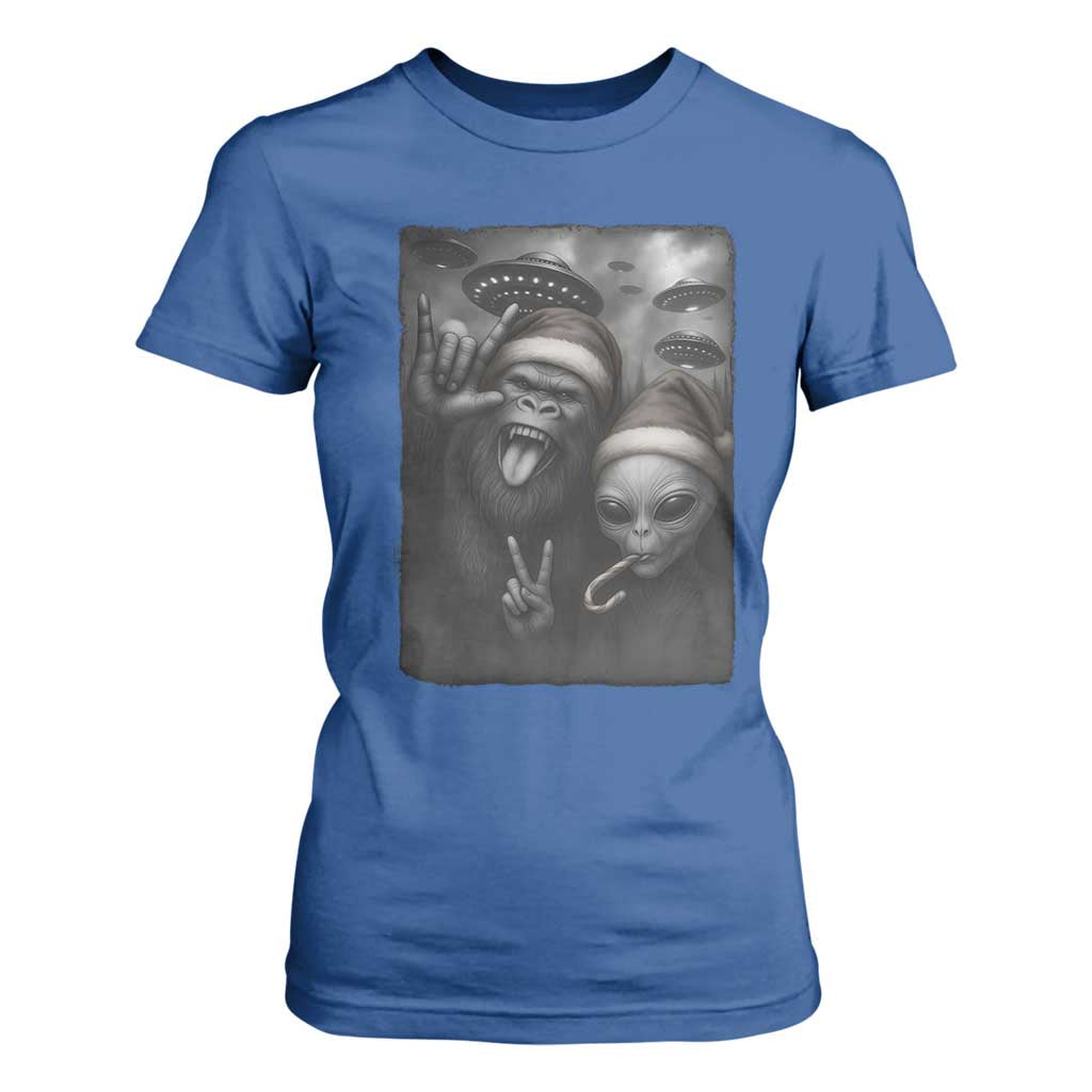 Bigfoot UFO Selife T Shirt For Women Sasquatch Ailen Rock On Hand Christmas TS14 Royal Blue Print Your Wear