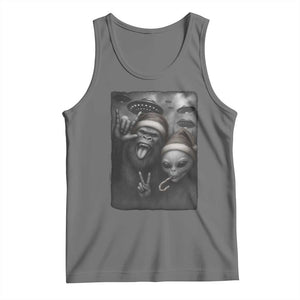 Bigfoot UFO Selife Tank Top Sasquatch Ailen Rock On Hand Christmas TS14 Black Heather Print Your Wear