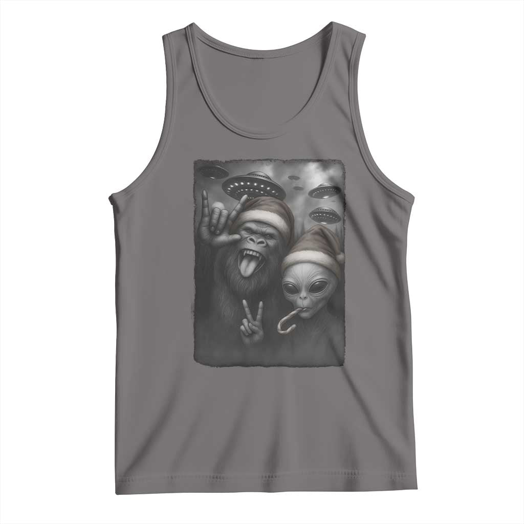 Bigfoot UFO Selife Tank Top Sasquatch Ailen Rock On Hand Christmas TS14 Deep Heather Print Your Wear