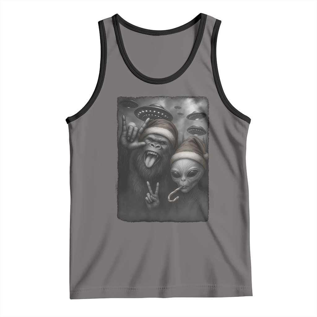 Bigfoot UFO Selife Tank Top Sasquatch Ailen Rock On Hand Christmas TS14 Deep Heather Black Print Your Wear