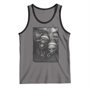 Bigfoot UFO Selife Tank Top Sasquatch Ailen Rock On Hand Christmas TS14 Deep Heather Black Print Your Wear