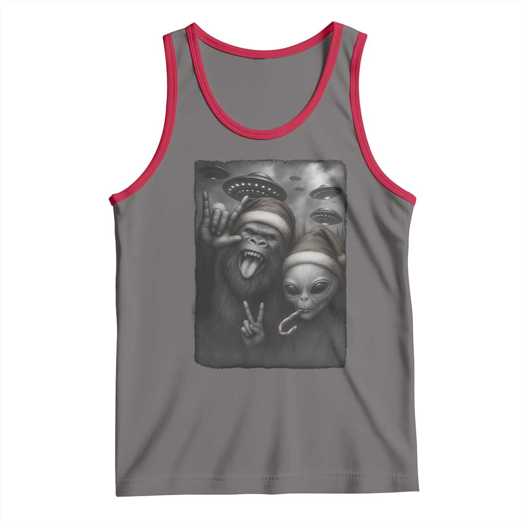 Bigfoot UFO Selife Tank Top Sasquatch Ailen Rock On Hand Christmas TS14 Deep Heather Red Print Your Wear