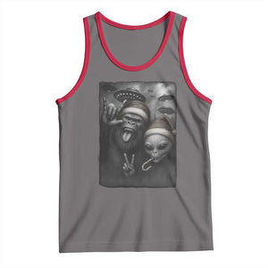 Bigfoot UFO Selife Tank Top Sasquatch Ailen Rock On Hand Christmas TS14 Deep Heather Red Print Your Wear