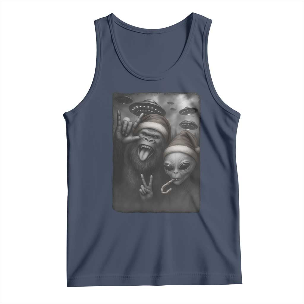 Bigfoot UFO Selife Tank Top Sasquatch Ailen Rock On Hand Christmas TS14 Navy Print Your Wear