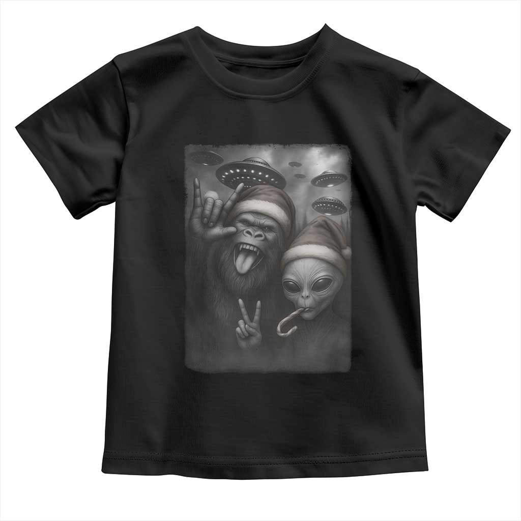 Bigfoot UFO Selife Toddler T Shirt Sasquatch Ailen Rock On Hand Christmas TS14 Black Print Your Wear
