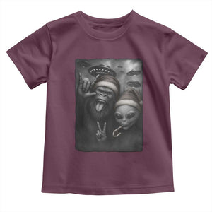 Bigfoot UFO Selife Toddler T Shirt Sasquatch Ailen Rock On Hand Christmas TS14 Maroon Print Your Wear