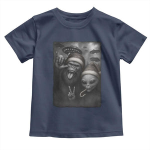Bigfoot UFO Selife Toddler T Shirt Sasquatch Ailen Rock On Hand Christmas TS14 Navy Print Your Wear