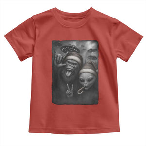 Bigfoot UFO Selife Toddler T Shirt Sasquatch Ailen Rock On Hand Christmas TS14 Red Print Your Wear