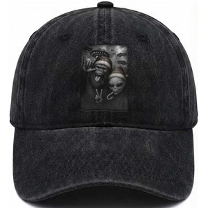 Bigfoot UFO Selife Washed Cotton Baseball Cap Sasquatch Ailen Rock On Hand Christmas TS14 Washed Cap Universal Fit Black Print Your Wear