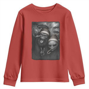 Bigfoot UFO Selife Youth Sweatshirt Sasquatch Ailen Rock On Hand Christmas TS14 Red Print Your Wear