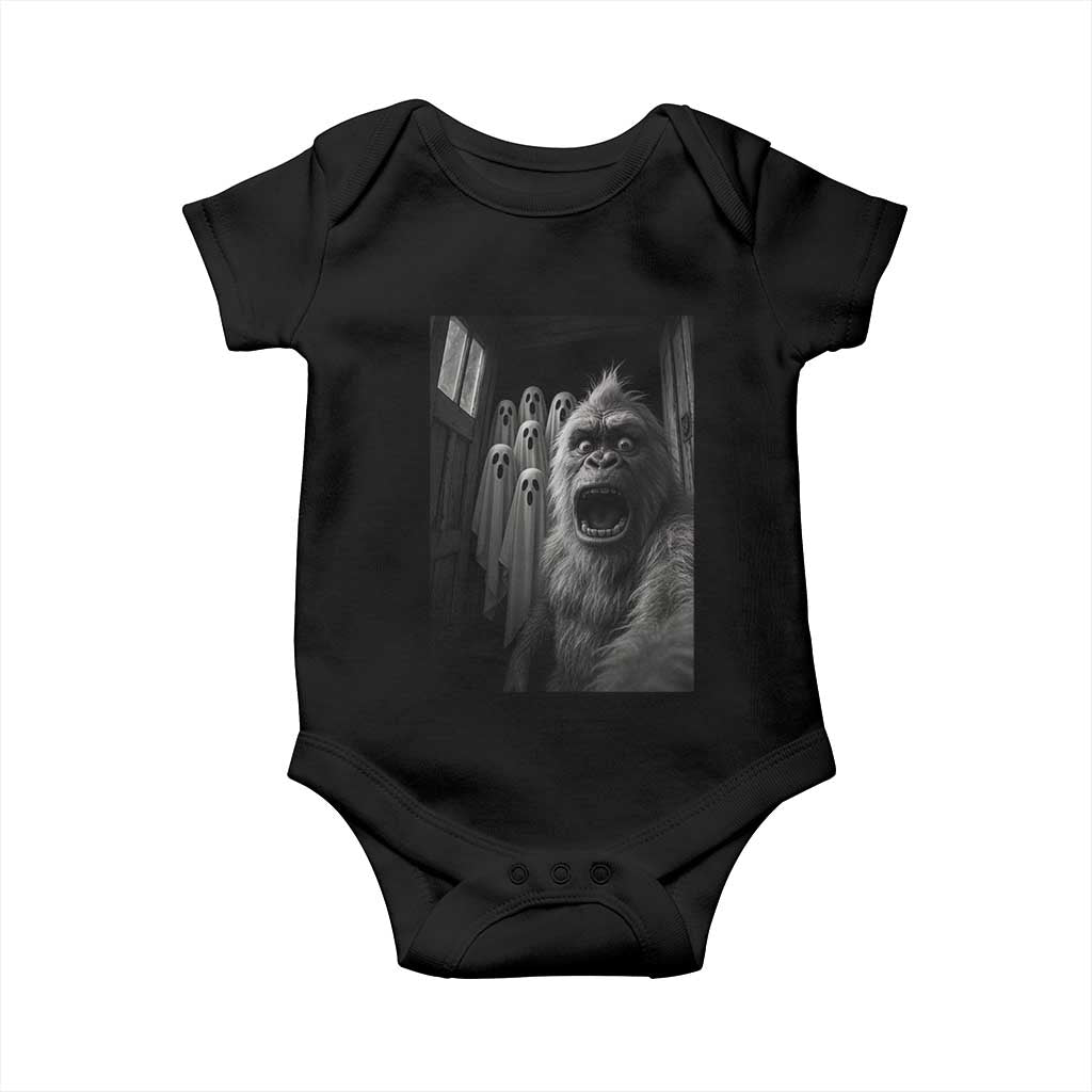 Funny Bigfoot Selfie Halloween Baby Onesie Sasquatch Ghost Haunted House TS14 Black Print Your Wear