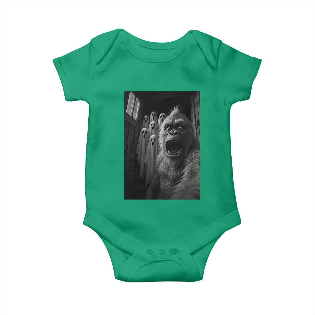 Funny Bigfoot Selfie Halloween Baby Onesie Sasquatch Ghost Haunted House TS14 Irish Green Print Your Wear