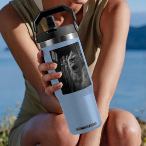 Funny Bigfoot Selfie Halloween Flip Straw Tumbler Sasquatch Ghost Haunted House TS14 One Size: 30 oz Light Blue Print Your Wear