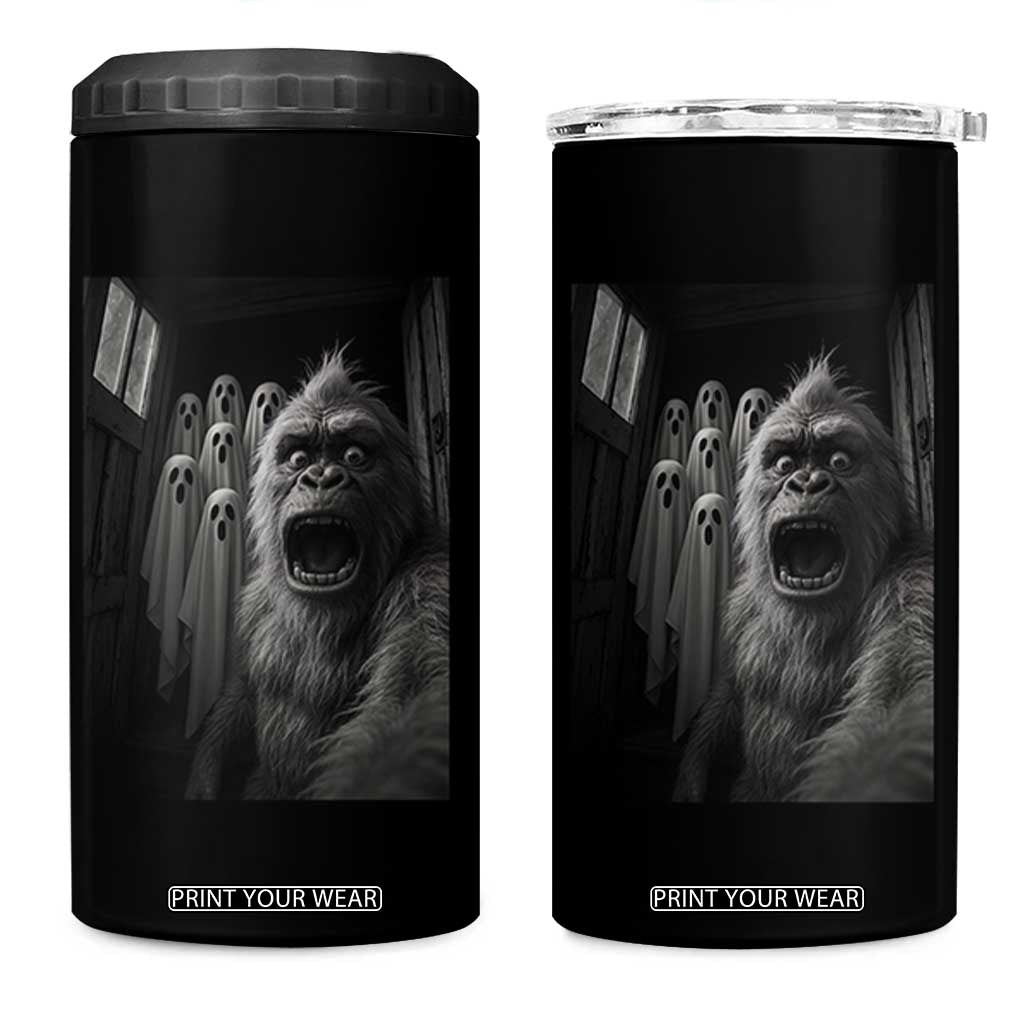 Funny Bigfoot Selfie Halloween 4 in 1 Can Cooler Tumbler Sasquatch Ghost Haunted House TS14 One Size: 16 oz Black Print Your Wear