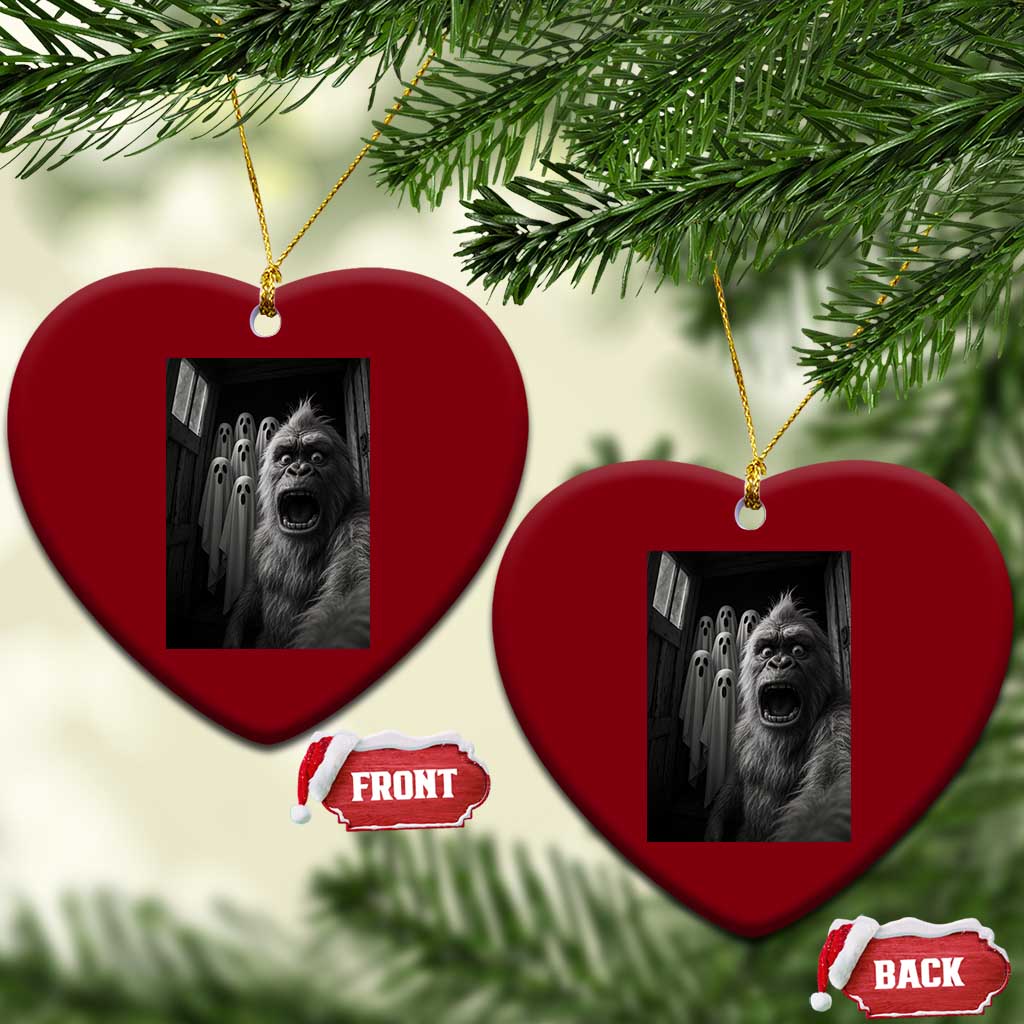 Funny Bigfoot Selfie Halloween Ceramic Ornament Sasquatch Ghost Haunted House TS14 Print Your Wear