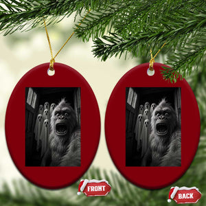 Funny Bigfoot Selfie Halloween Ceramic Ornament Sasquatch Ghost Haunted House TS14 Print Your Wear