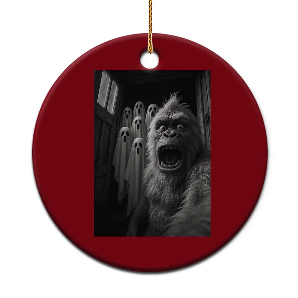 Funny Bigfoot Selfie Halloween Ceramic Ornament Sasquatch Ghost Haunted House TS14 1pc Red Print Your Wear