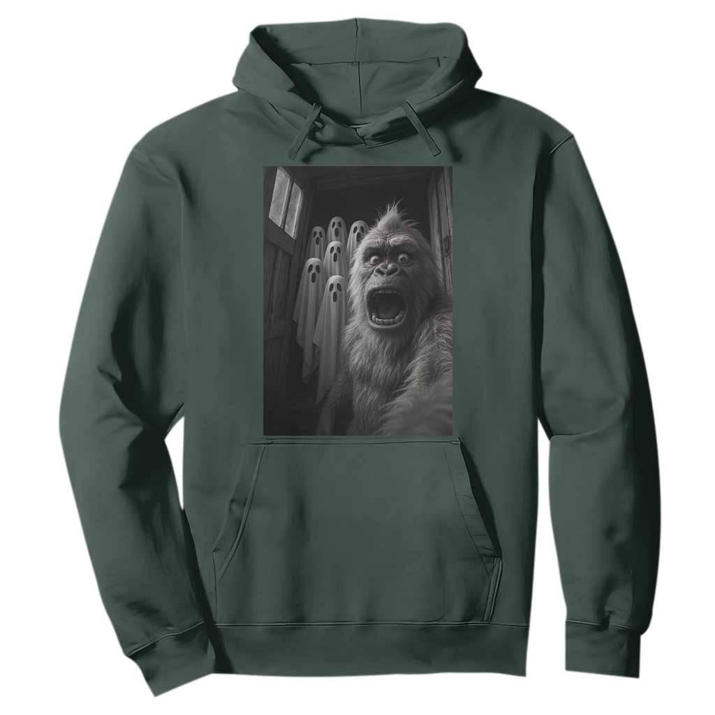 Funny Bigfoot Selfie Halloween Hoodie Sasquatch Ghost Haunted House TS14 Dark Forest Green Print Your Wear