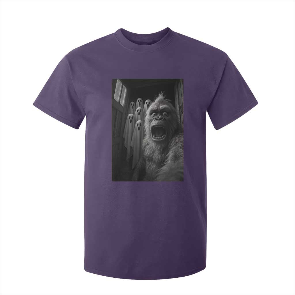 Funny Bigfoot Selfie Halloween T Shirt For Kid Sasquatch Ghost Haunted House TS14 Purple Print Your Wear