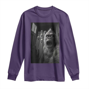 Funny Bigfoot Selfie Halloween Long Sleeve Shirt Sasquatch Ghost Haunted House TS14 Purple Print Your Wear