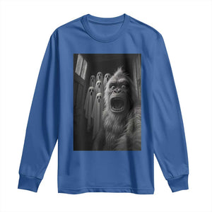 Funny Bigfoot Selfie Halloween Long Sleeve Shirt Sasquatch Ghost Haunted House TS14 Royal Blue Print Your Wear