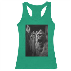 Funny Bigfoot Selfie Halloween Racerback Tank Top Sasquatch Ghost Haunted House - Print Your Wear