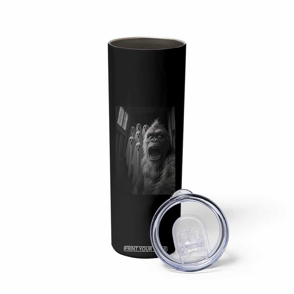 Funny Bigfoot Selfie Halloween Skinny Tumbler Sasquatch Ghost Haunted House TS14 Print Your Wear
