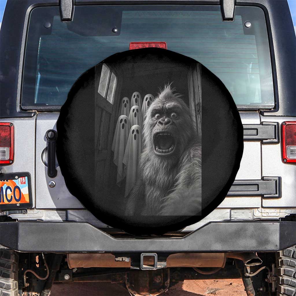 Funny Bigfoot Selfie Halloween Spare Tire Cover Sasquatch Ghost Haunted House TS14 No hole Black Print Your Wear