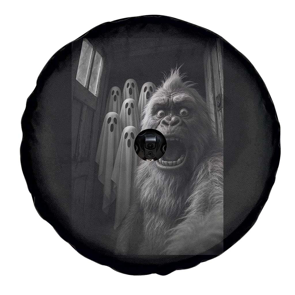 Funny Bigfoot Selfie Halloween Spare Tire Cover Sasquatch Ghost Haunted House TS14 Print Your Wear