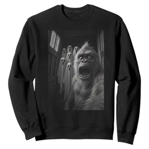 Funny Bigfoot Selfie Halloween Sweatshirt Sasquatch Ghost Haunted House TS14 Black Print Your Wear