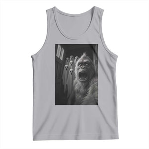 Funyy Bigfoot Selfie Halloween Tank Top Sasquatch Ghost Haunted House TS14 Athletic Heather Print Your Wear