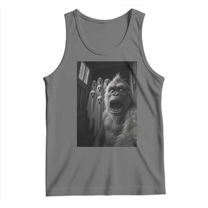 Funyy Bigfoot Selfie Halloween Tank Top Sasquatch Ghost Haunted House TS14 Black Heather Print Your Wear