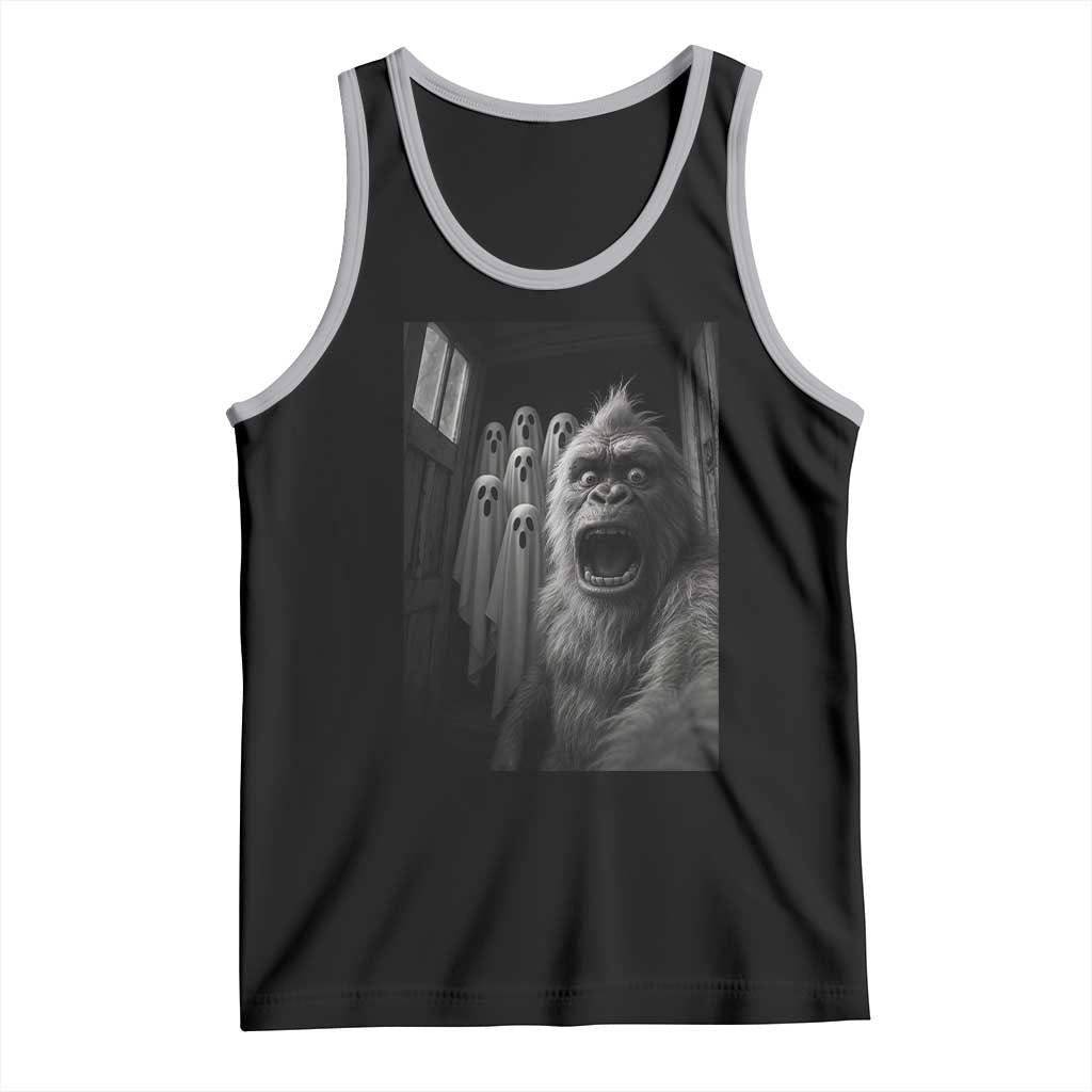 Funyy Bigfoot Selfie Halloween Tank Top Sasquatch Ghost Haunted House TS14 Black Athletic Heather Print Your Wear
