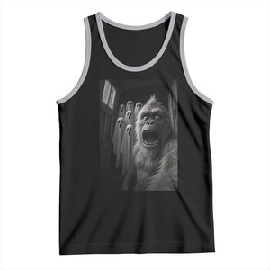 Funyy Bigfoot Selfie Halloween Tank Top Sasquatch Ghost Haunted House TS14 Black Athletic Heather Print Your Wear