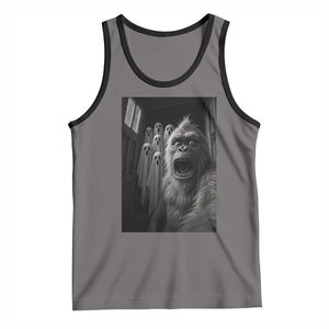 Funyy Bigfoot Selfie Halloween Tank Top Sasquatch Ghost Haunted House TS14 Deep Heather Black Print Your Wear