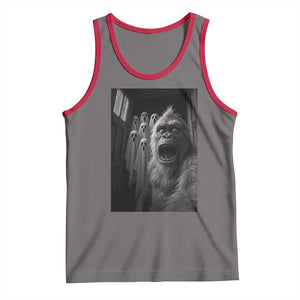 Funyy Bigfoot Selfie Halloween Tank Top Sasquatch Ghost Haunted House TS14 Deep Heather Red Print Your Wear