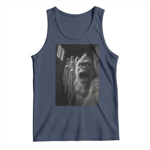 Funyy Bigfoot Selfie Halloween Tank Top Sasquatch Ghost Haunted House TS14 Navy Print Your Wear