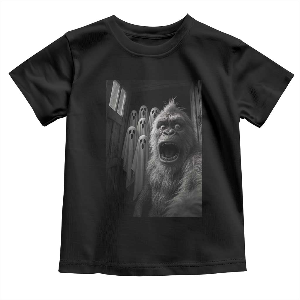 Funny Bigfoot Selfie Halloween Toddler T Shirt Sasquatch Ghost Haunted House TS14 Black Print Your Wear