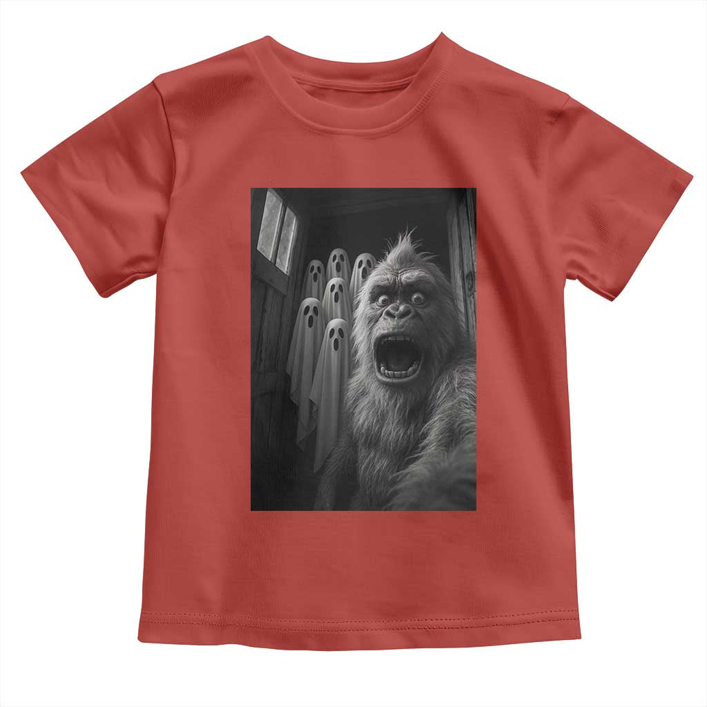 Funny Bigfoot Selfie Halloween Toddler T Shirt Sasquatch Ghost Haunted House TS14 Red Print Your Wear
